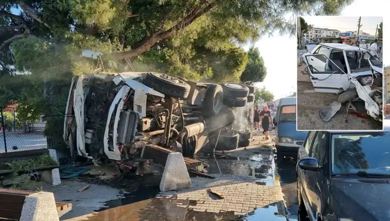 Freni Patlayan Kamyon Trafik Işığında Kaygı Verici Kaza Yıldız Gibi Parladı