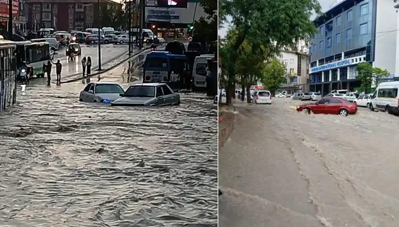 Ankara'da Şiddetli Yağışlar: Sokaklar Nehir Gibi Aktı